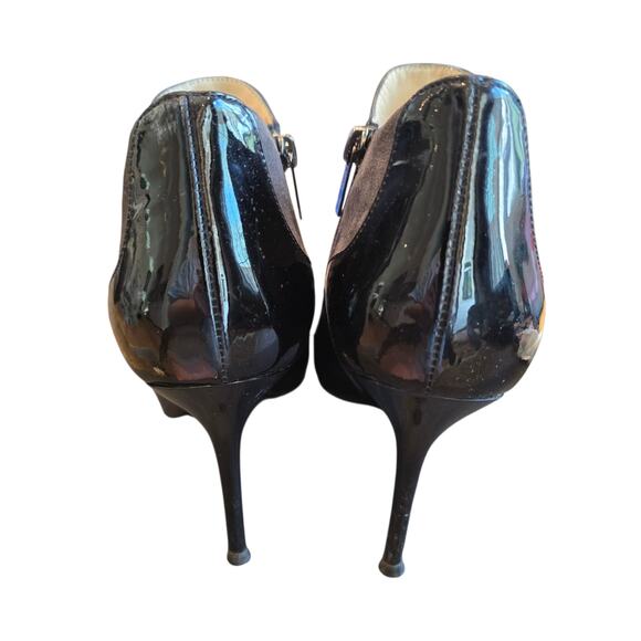 Jimmy Choo Grey Black Patent Brady Low Heel Ankle Booties Size 39 8 8.5 - Picture 6 of 8